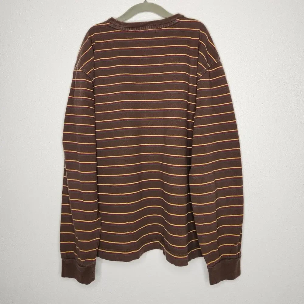 Gap Kids Organic Cotton Stripe Brown Boho Hippie Skate Grunge Cobain Shirt XL